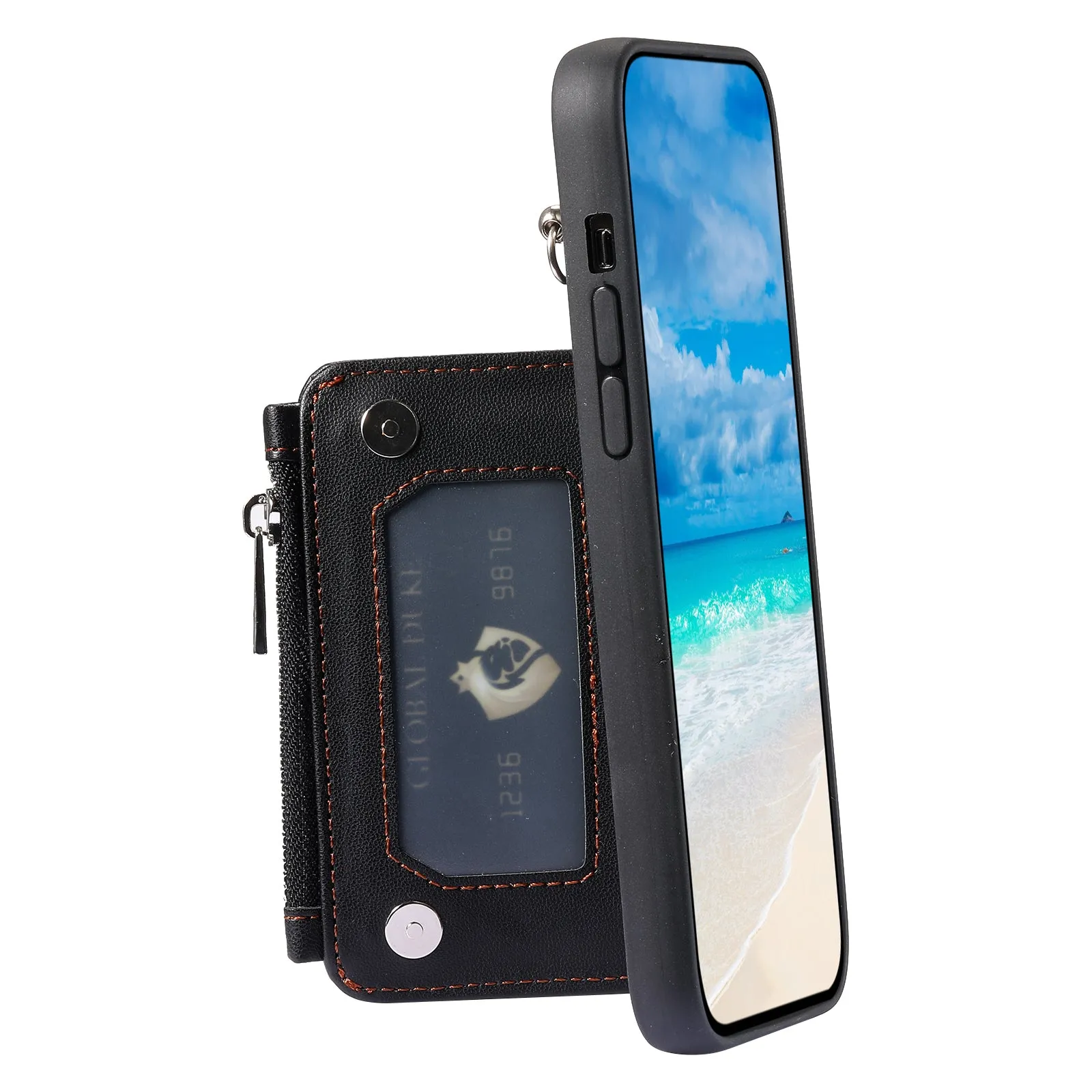 009 Shockproof Phone Case for Samsung Galaxy A53 5G , RFID Blocking PU TPU Cover Kickstand Zipper Wallet Shell with Strap