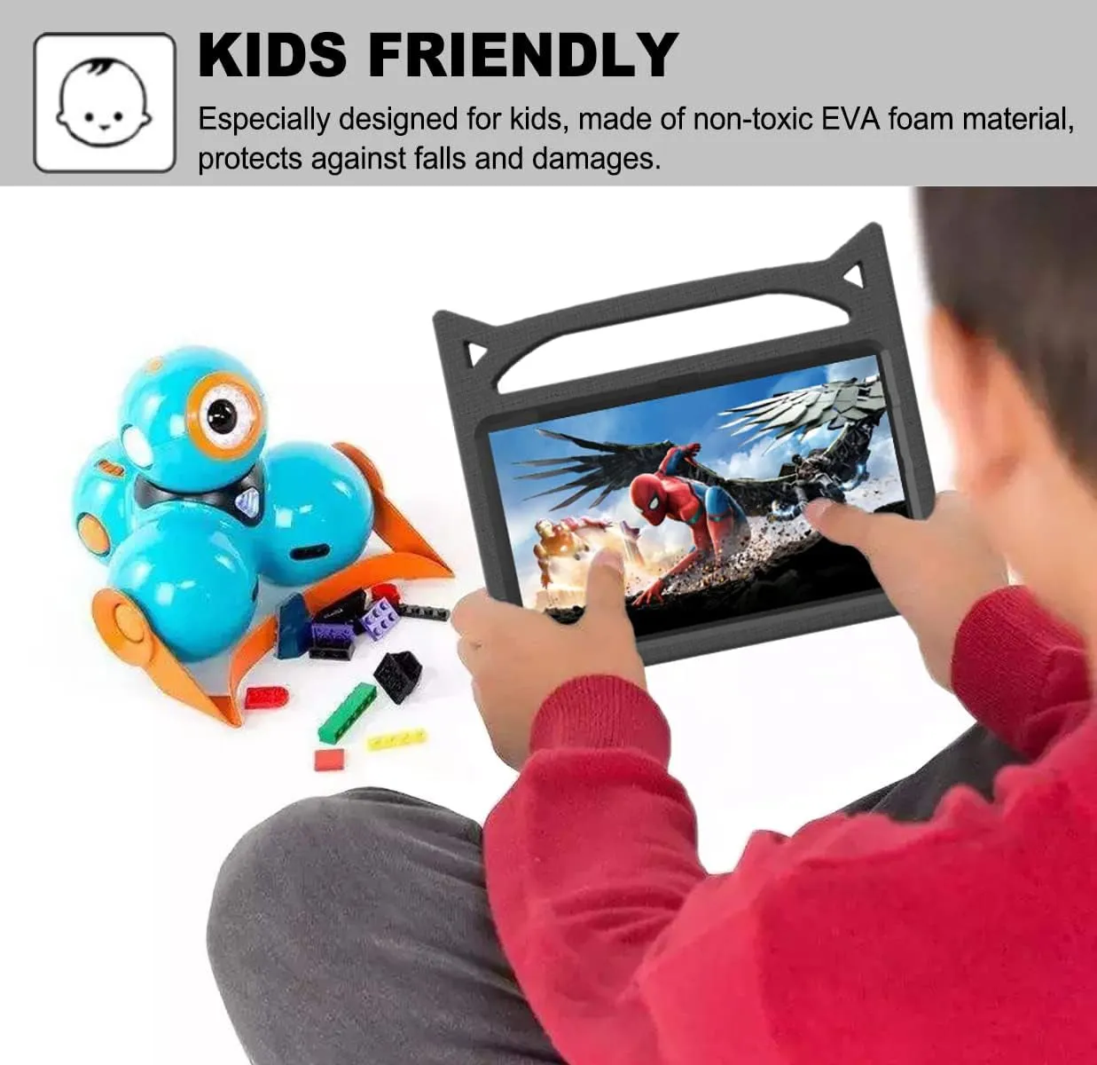 10 Inch Tablet Case for Kids, - Light Weight Shock Proof Handle Stand Kids Friendly Case for 10 Tablet.(13Th/11Th Generation, 2023/2021 Release)(Incompatible with Ipad Samsung).(Black)