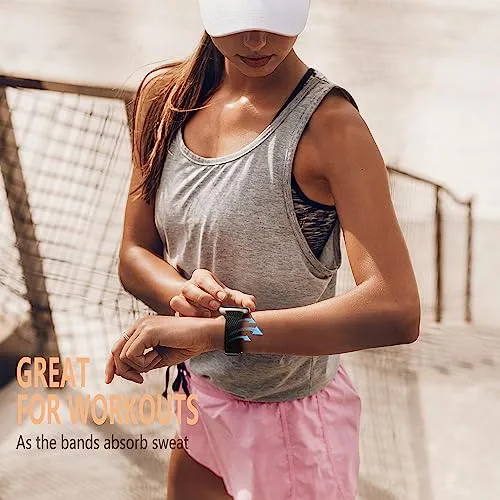 Adorve Compatible with Fitbit Sense Bands/Sense 2/Versa 3/Versa 4 Bands for Women Men, Adjustable Breathable Elastic Nylon Solo Loop Replacement Straps for Fitbit Versa 4/Versa 3/Sense 2/Sense Watch