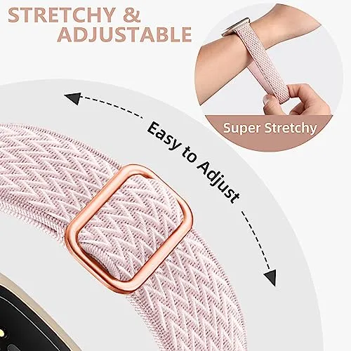 Adorve Compatible with Fitbit Sense Bands/Sense 2/Versa 3/Versa 4 Bands for Women Men, Adjustable Breathable Elastic Nylon Solo Loop Replacement Straps for Fitbit Versa 4/Versa 3/Sense 2/Sense Watch