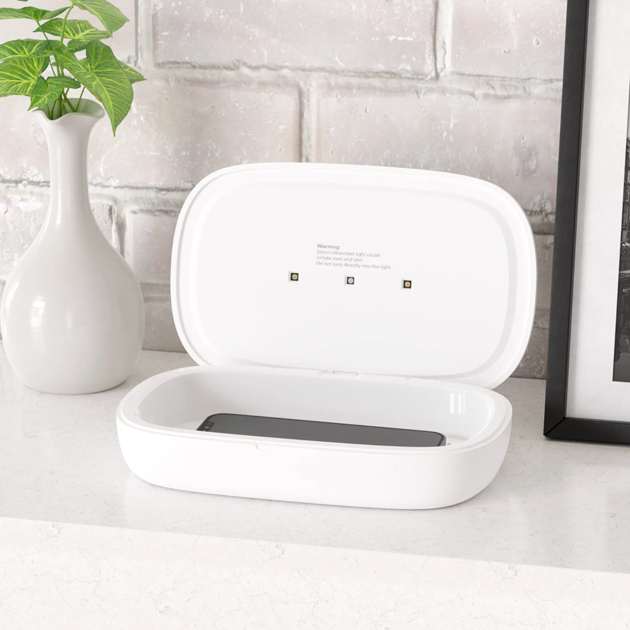 Aesthetic building on a street UV Phone Sanitizer and Wireless Charging Pad