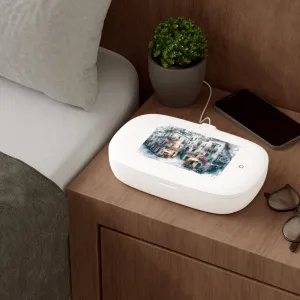 Aesthetic building on a street UV Phone Sanitizer and Wireless Charging Pad