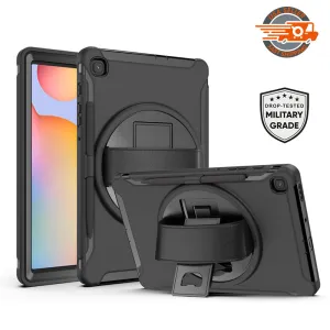 AMZER TUFFEN Case with 360 Degree Rotation PC TPU Protective Cover With Holder & Hand Strap & Pen Slot for Samsung Galaxy Tab S6 Lite 10.4 inch"