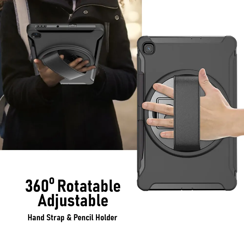 AMZER TUFFEN Case with 360 Degree Rotation PC TPU Protective Cover With Holder & Hand Strap & Pen Slot for Samsung Galaxy Tab S6 Lite 10.4 inch"