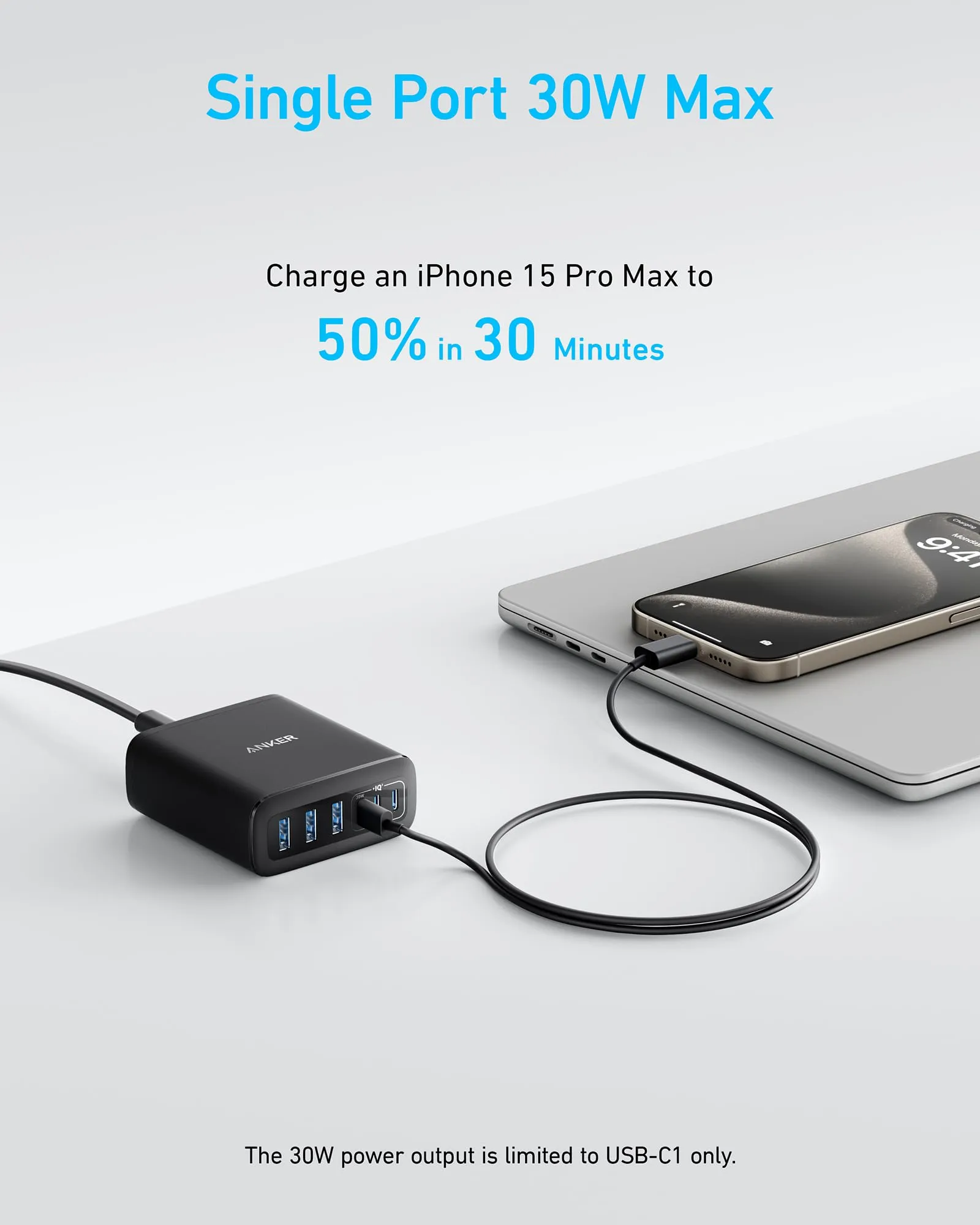 Anker Desktop Charger, Fast Charging USB C Charger, 112W Max 6-Port Charging Station, for iPhone, iPad, MacBook, Samsung and More (Cable Not Included)