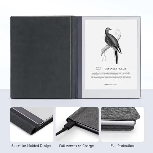 Ayotu Magnetic Folio Case for Remarkable 2 Paper Tablet 10.3" 2020 Released - Program Templates & Replacement Marker Stylus Pen Tips, Fabric Grey