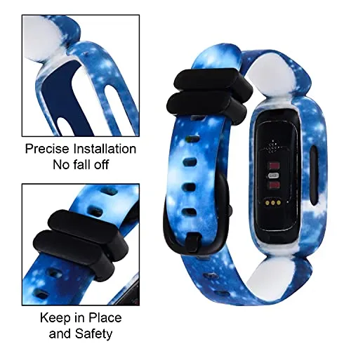 Baaletc Compatible with Fitbit Ace 3 Bands for Kids, Soft Pattern Printed Floral Band Accessories Wristbands Replacement for Fitbit Ace 3 Boys Girls
