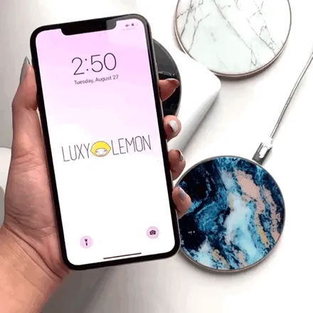 Black Marble Wireless Charging Pad