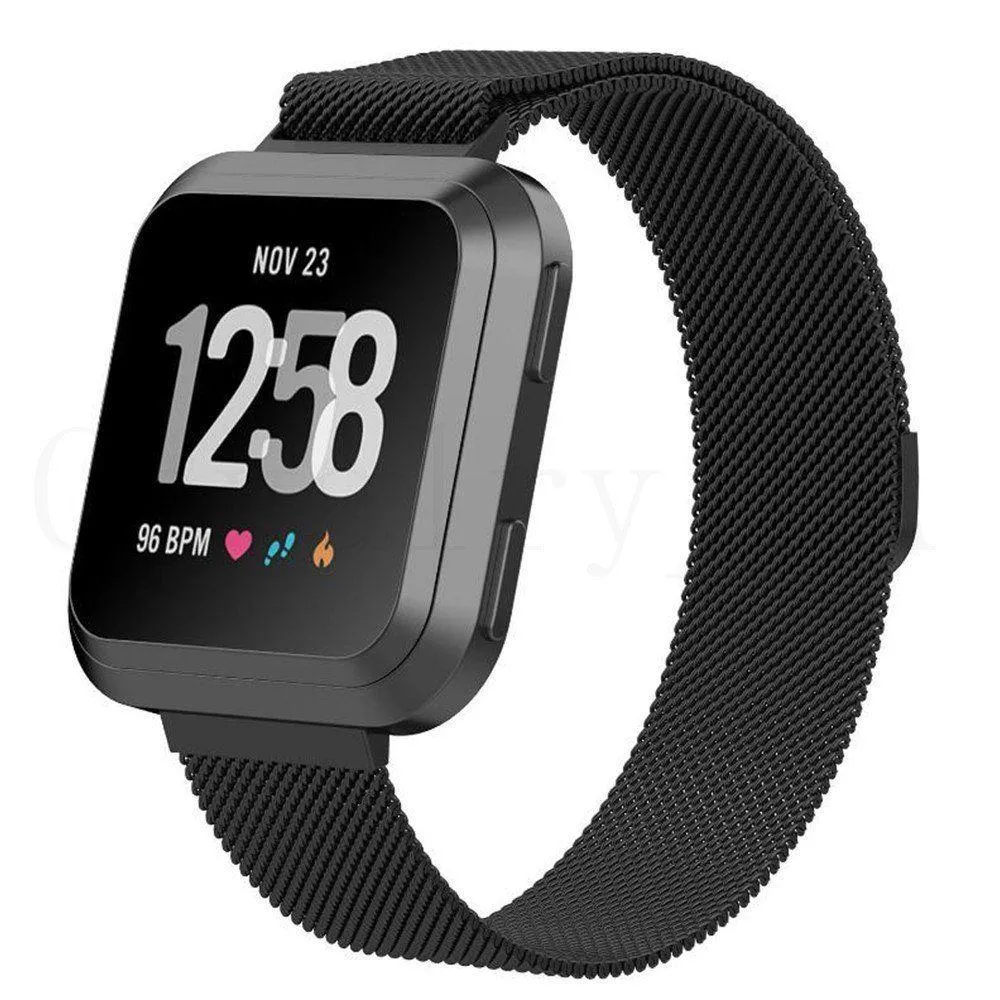 Black Metal Strap for Fitbit Versa