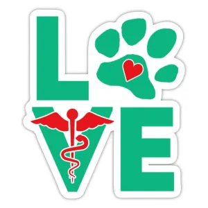 Blue LOVE Paw Sticker