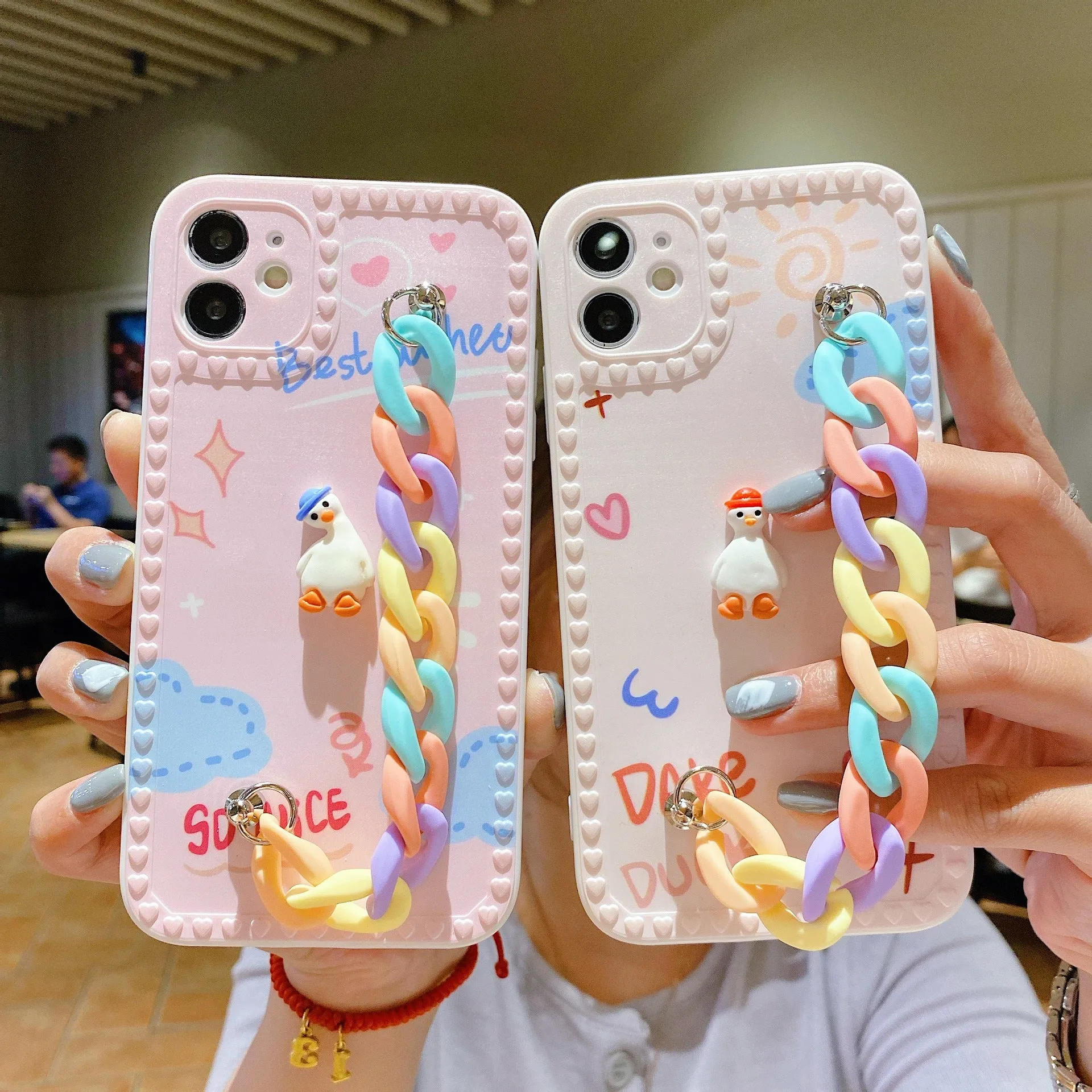 Cartoon Rainbow Chain Protective Cover For iphone12 13 Pro