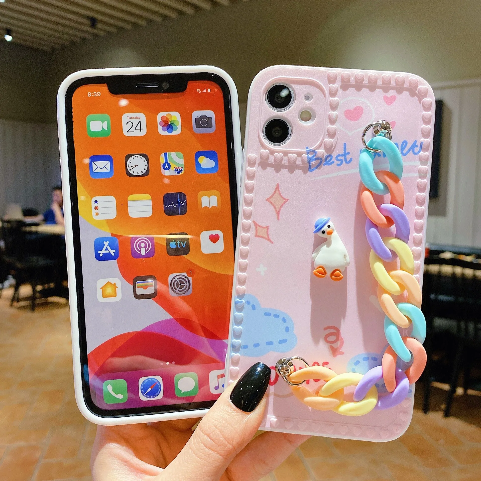 Cartoon Rainbow Chain Protective Cover For iphone12 13 Pro