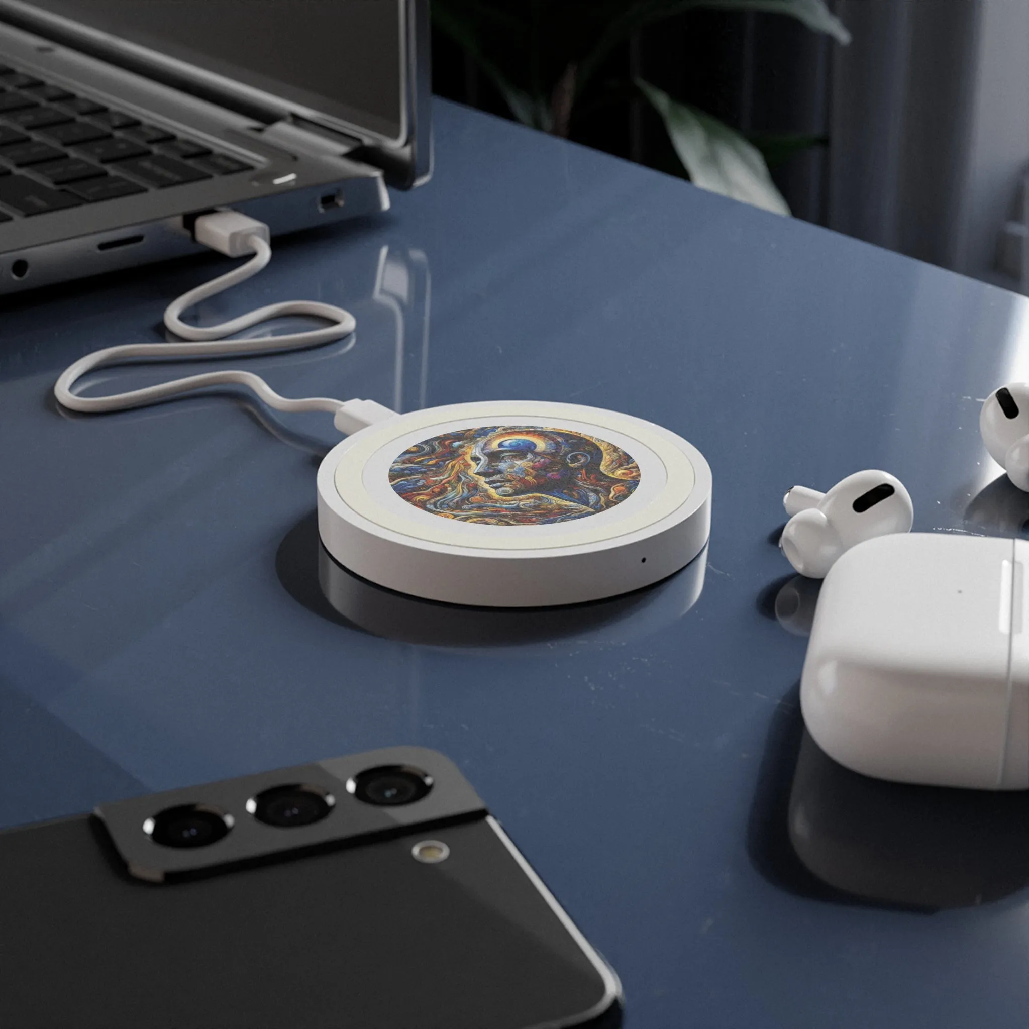 Colorful and abstract design of a human face Quake Wireless Charging Pad