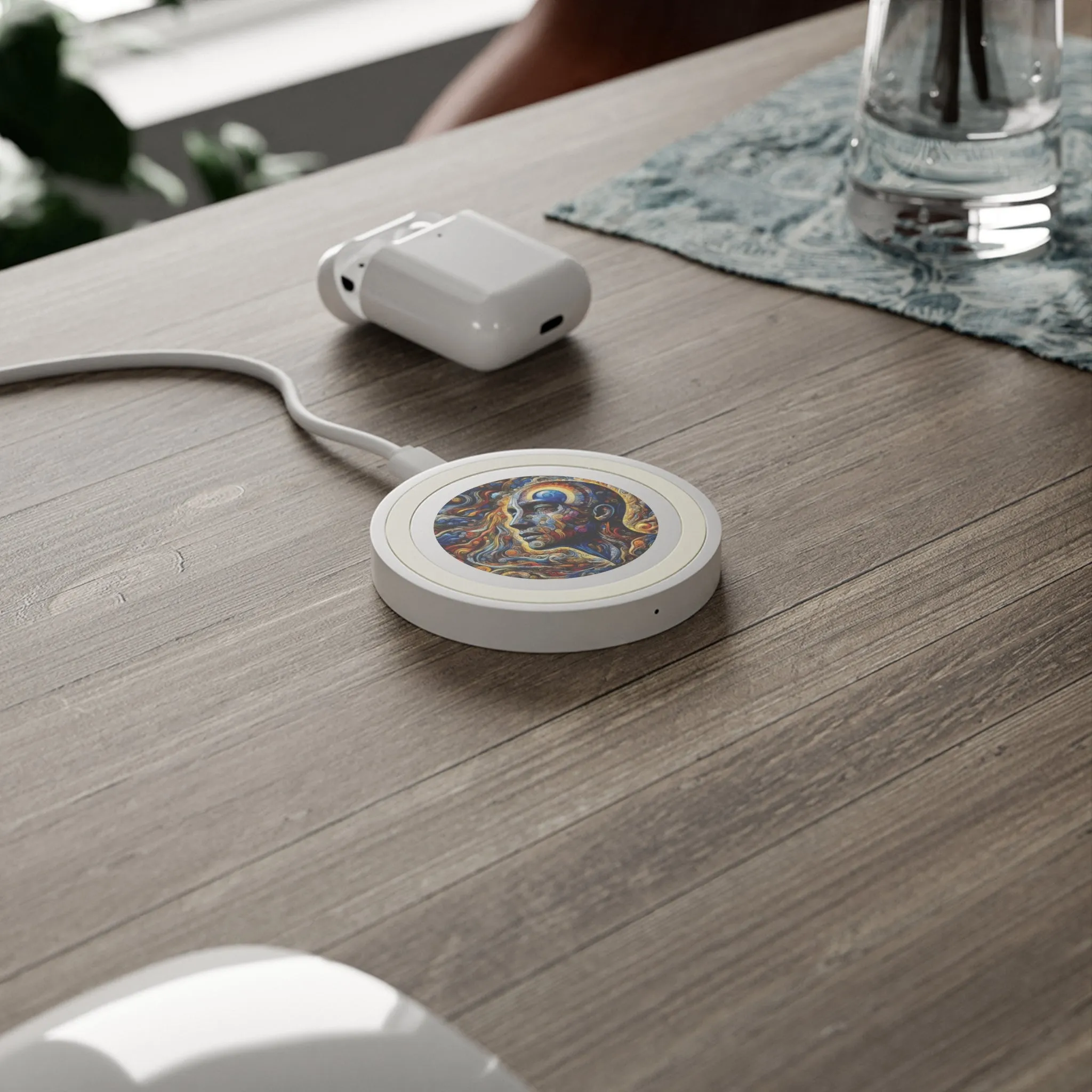 Colorful and abstract design of a human face Quake Wireless Charging Pad