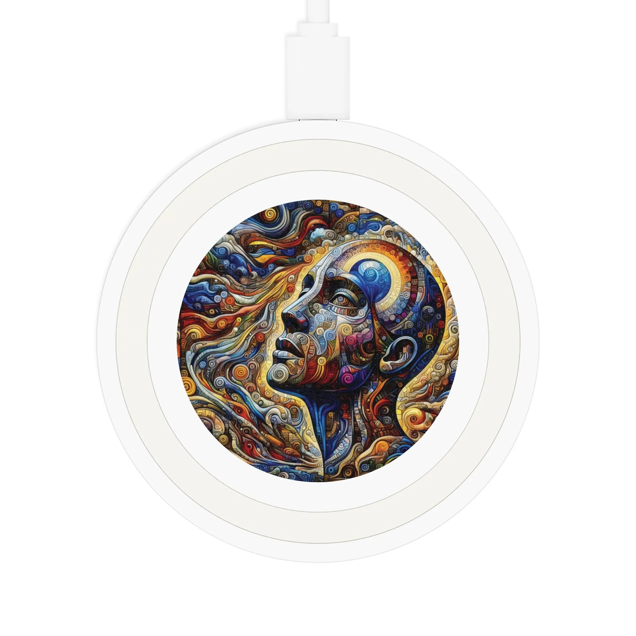 Colorful and abstract design of a human face Quake Wireless Charging Pad