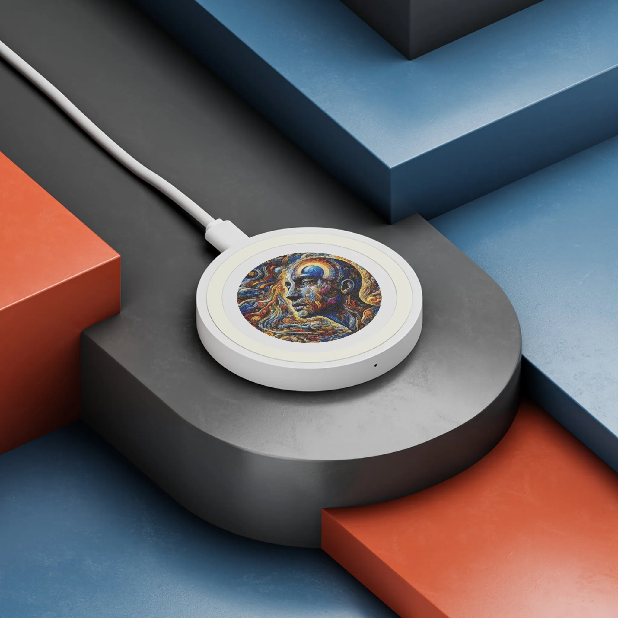 Colorful and abstract design of a human face Quake Wireless Charging Pad