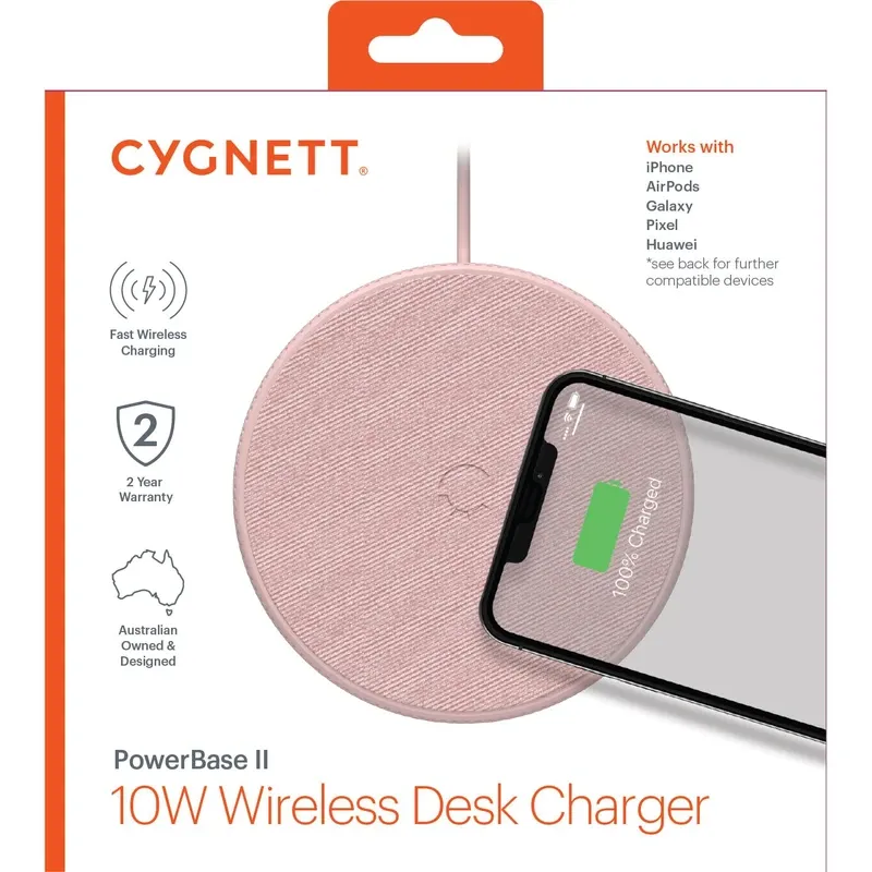 CYGNETT Cygnett 10W PowerBase V2 Wireless Charing Pad (Pink)