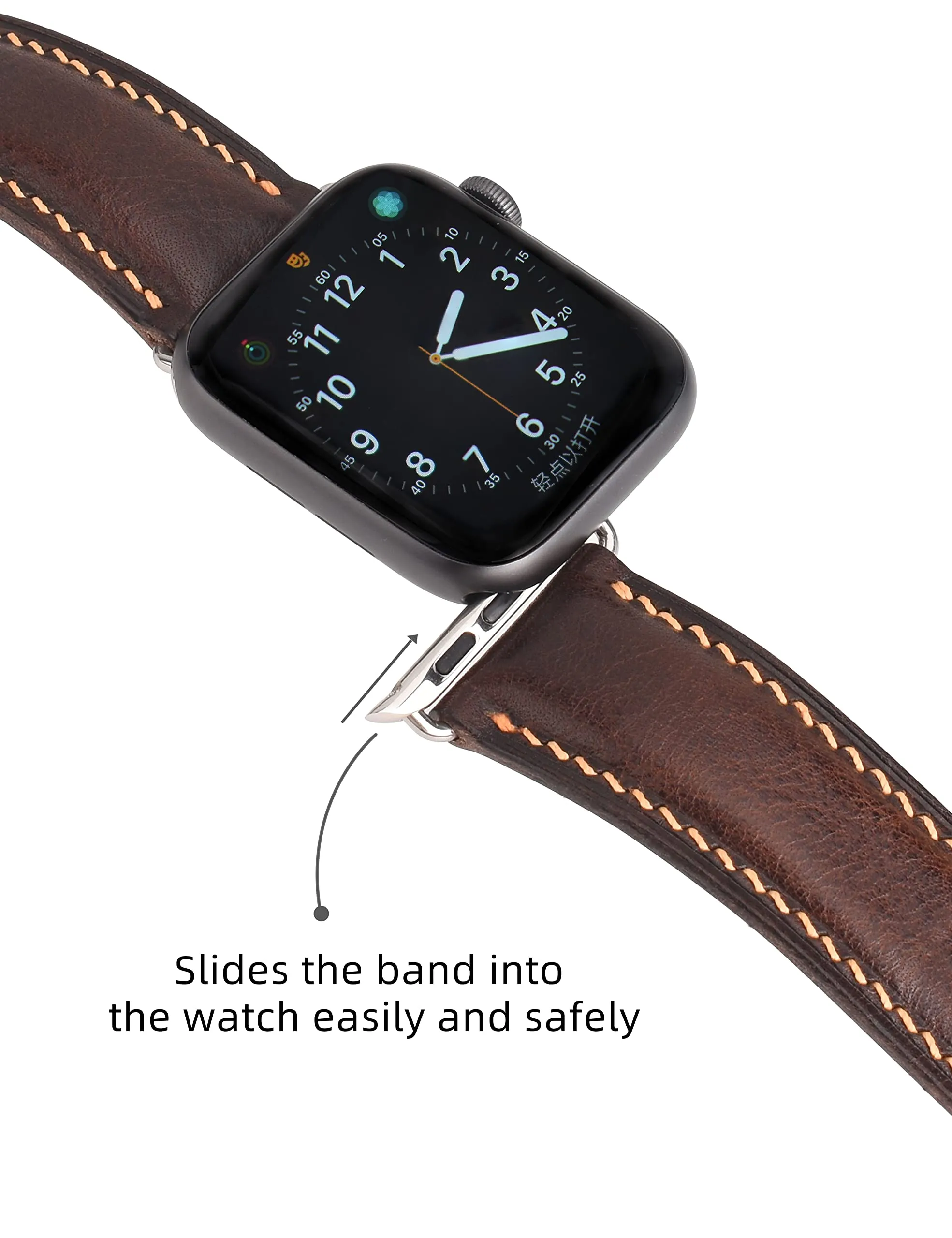 Gomvadr Handmade Leather Bands Compatible with Apple Watch Band Men Women, Vintage Leather Wristband Replacement Band Compatible with Apple Watch Series 9 8 7 6 5 4 3 2 1, SE
