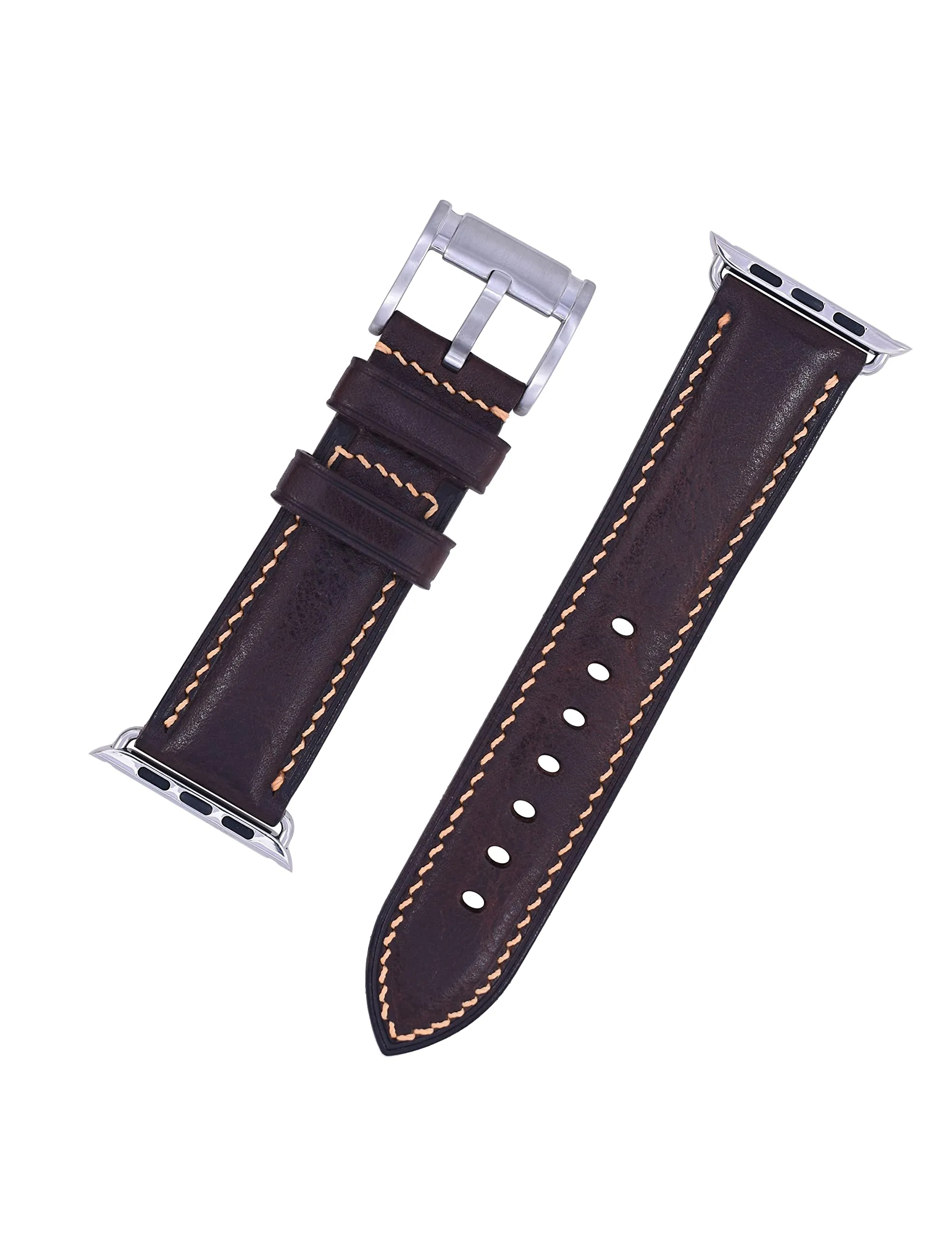 Gomvadr Handmade Leather Bands Compatible with Apple Watch Band Men Women, Vintage Leather Wristband Replacement Band Compatible with Apple Watch Series 9 8 7 6 5 4 3 2 1, SE