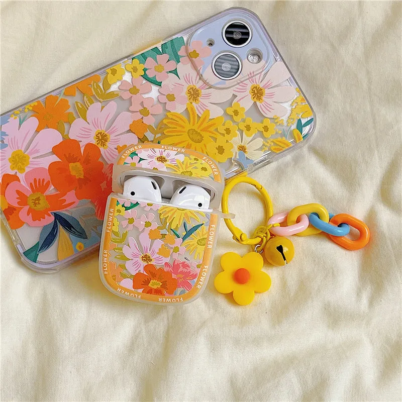 INS Cute daisy floral painted Case For iphone 13 12 11 Pro 12Pro 11Pro X XR XS 7 8Plus for airpods 3 1 2 Pro silicone cover