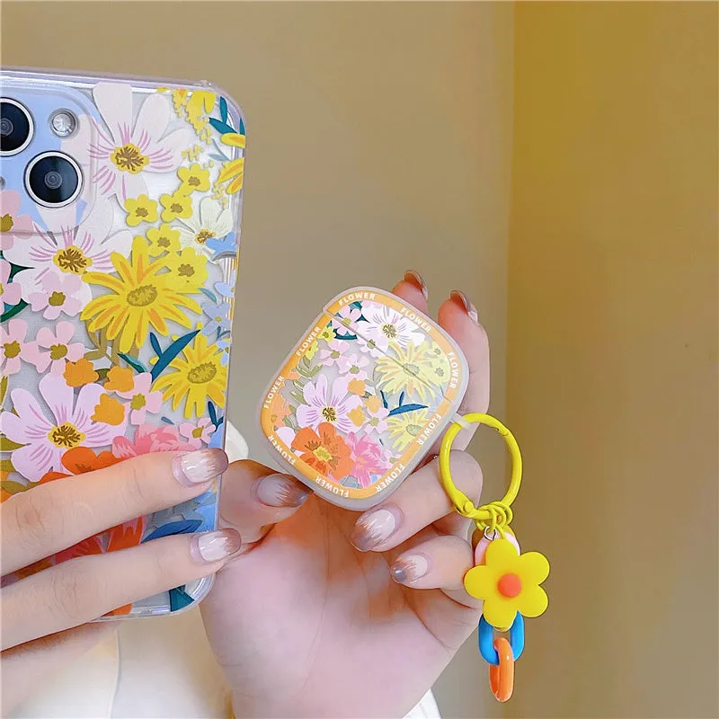INS Cute daisy floral painted Case For iphone 13 12 11 Pro 12Pro 11Pro X XR XS 7 8Plus for airpods 3 1 2 Pro silicone cover