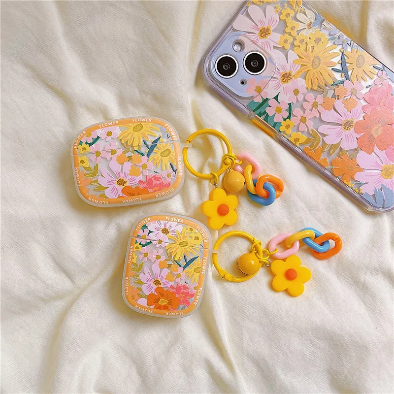 INS Cute daisy floral painted Case For iphone 13 12 11 Pro 12Pro 11Pro X XR XS 7 8Plus for airpods 3 1 2 Pro silicone cover