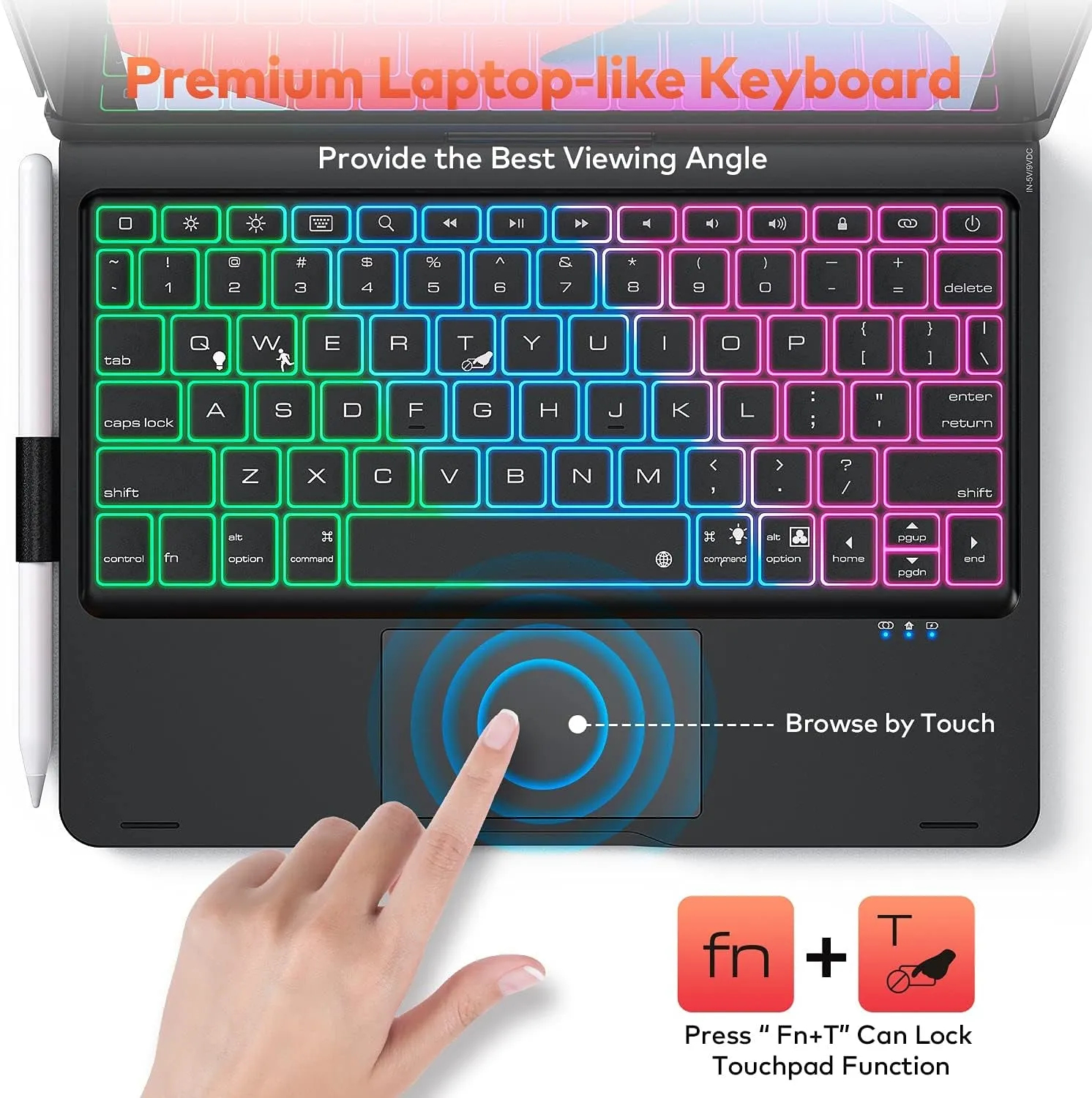 Keyboard Case Compatible with Ipad 10.2 2021 9Th /8Th/7Th Generation & Ipad Pro 10.5 Inch & Ipad Air 3Rd Gen - Wireless Backlight Keyboard with Touchpad for Ipad 10.2/10.5