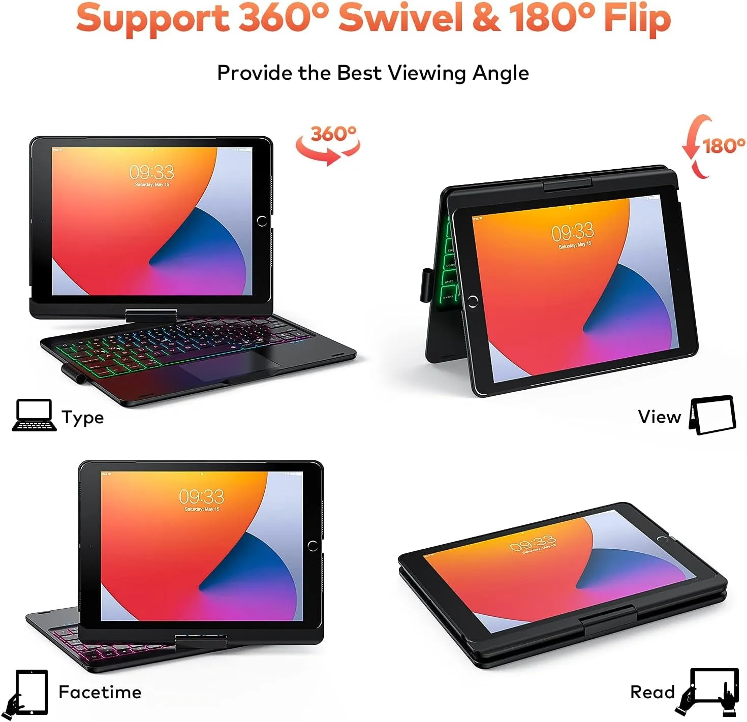 Keyboard Case Compatible with Ipad 10.2 2021 9Th /8Th/7Th Generation & Ipad Pro 10.5 Inch & Ipad Air 3Rd Gen - Wireless Backlight Keyboard with Touchpad for Ipad 10.2/10.5