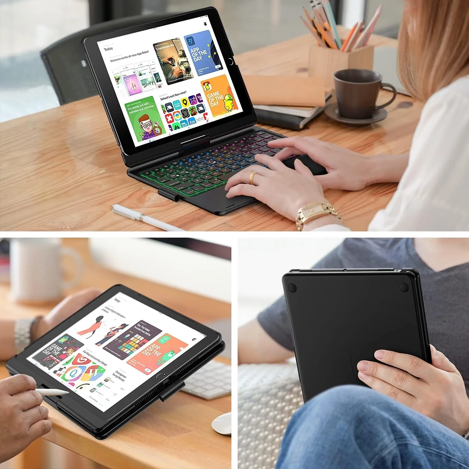 Keyboard Case Compatible with Ipad 10.2 2021 9Th /8Th/7Th Generation & Ipad Pro 10.5 Inch & Ipad Air 3Rd Gen - Wireless Backlight Keyboard with Touchpad for Ipad 10.2/10.5