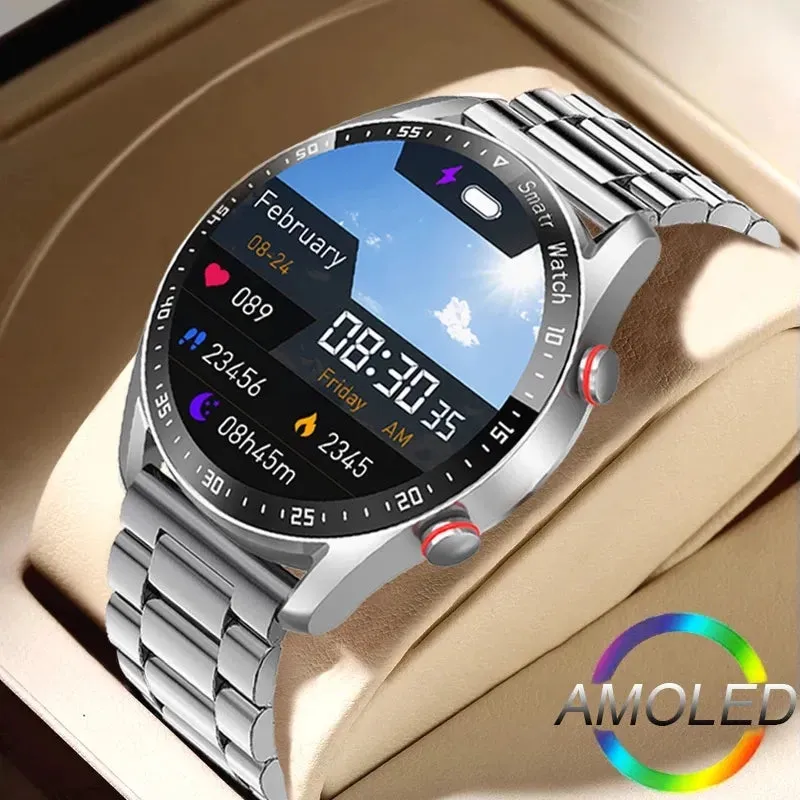 Men's Bluetooth Smartwatch with ECG PPG, Blood Pressure Monitor, Fitness Tracker, Waterproof Sports Watch with Call Function & Box