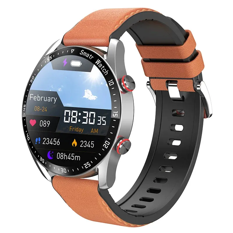 Men's Bluetooth Smartwatch with ECG PPG, Blood Pressure Monitor, Fitness Tracker, Waterproof Sports Watch with Call Function & Box