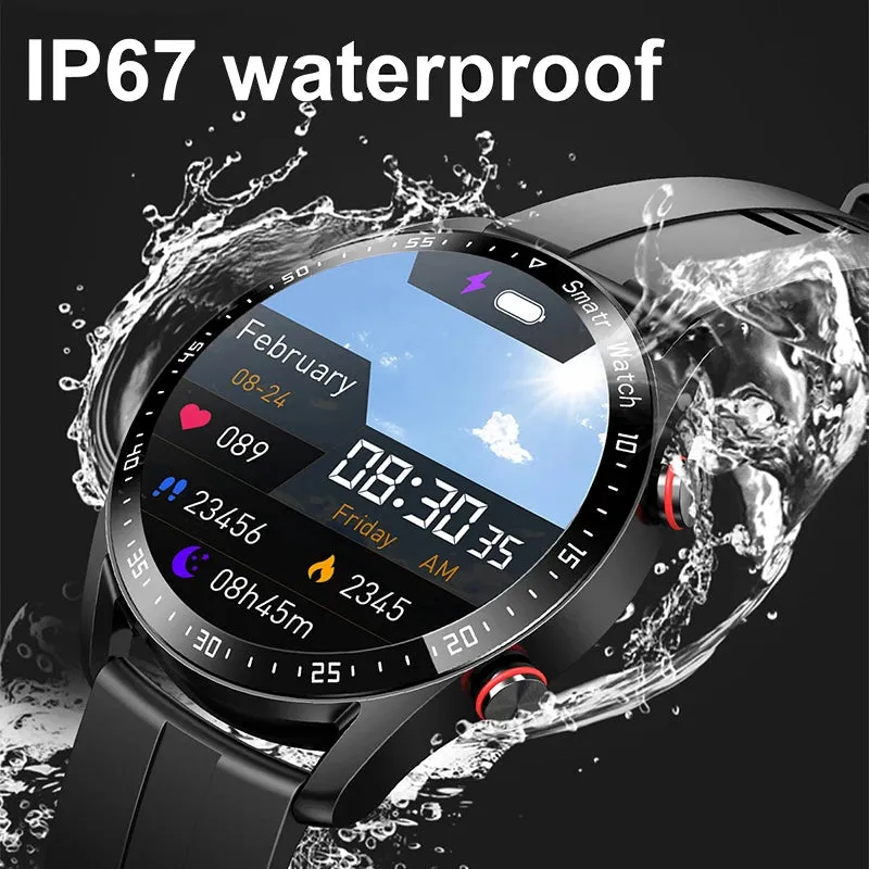 Men's Bluetooth Smartwatch with ECG PPG, Blood Pressure Monitor, Fitness Tracker, Waterproof Sports Watch with Call Function & Box