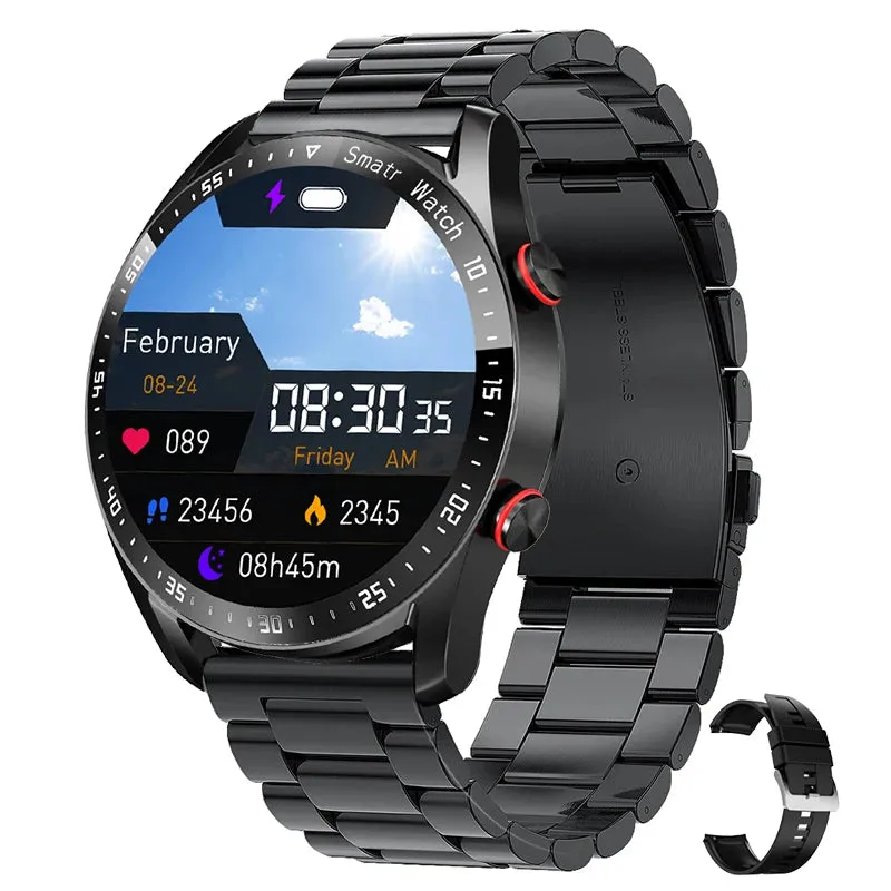 Men's Bluetooth Smartwatch with ECG PPG, Blood Pressure Monitor, Fitness Tracker, Waterproof Sports Watch with Call Function & Box