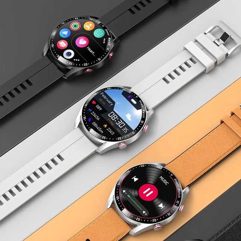 Men's Bluetooth Smartwatch with ECG PPG, Blood Pressure Monitor, Fitness Tracker, Waterproof Sports Watch with Call Function & Box