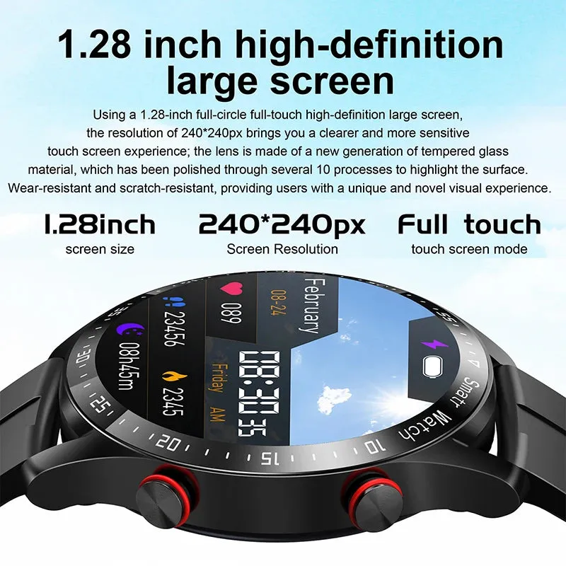 Men's Bluetooth Smartwatch with ECG PPG, Blood Pressure Monitor, Fitness Tracker, Waterproof Sports Watch with Call Function & Box