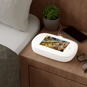 Modern cityscape UV Phone Sanitizer and Wireless Charging Pad