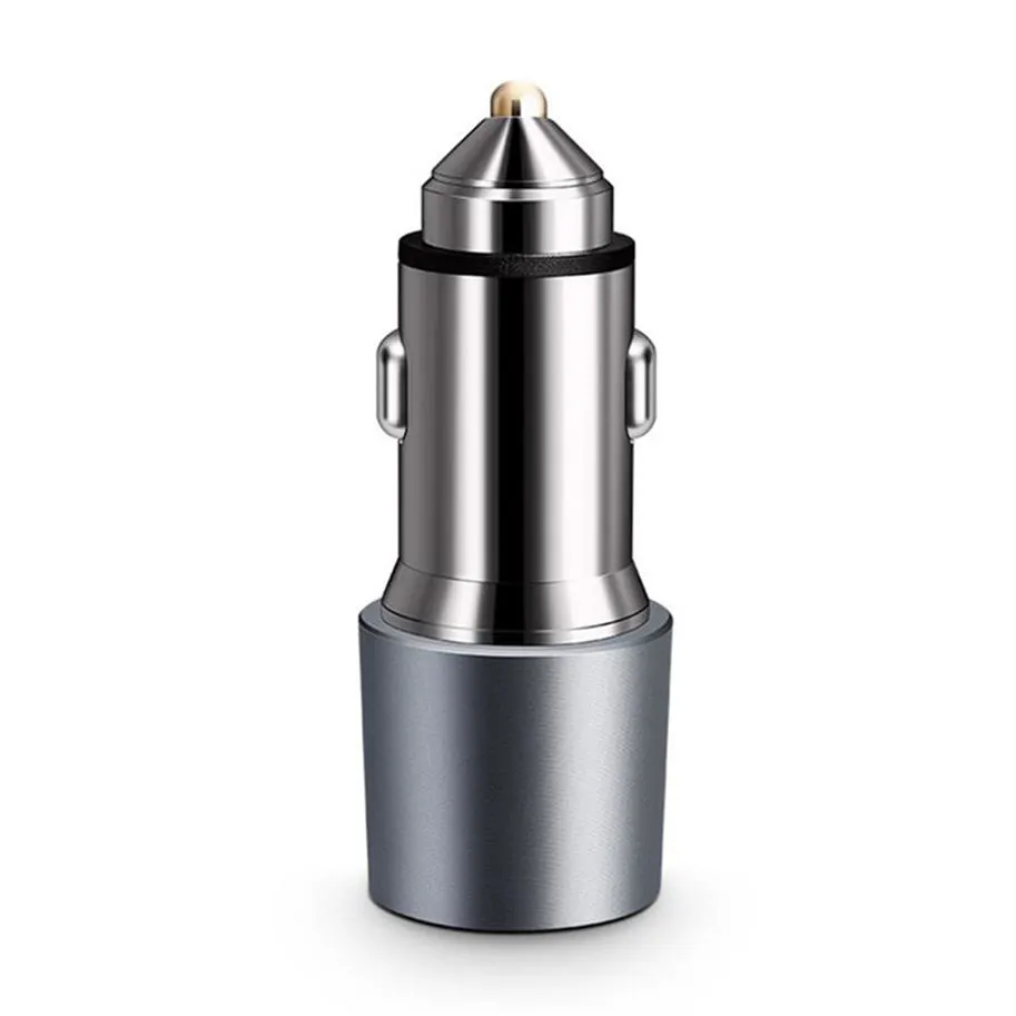 Portable Car Charger, USB QC3.0 PD Dual Fast Charger, Full Aluminum Alloy Shell, Durable and Fast Heat Dissipation silver