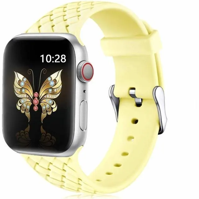 Silicone Strap Woven Pattern Belt Bracelet For Apple Watch