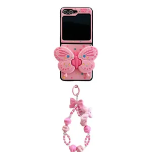 Three-dimensional folding bow stand phone case for Samsung ZFlip5 Crossbody rope 3 generation ZFlip4/3 fall protection case