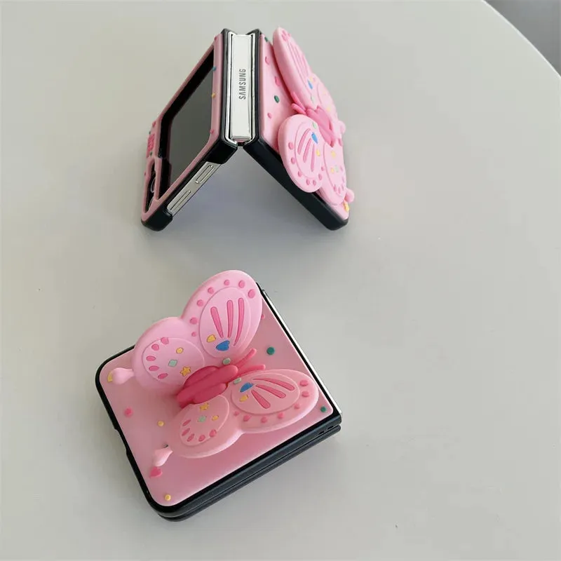 Three-dimensional folding bow stand phone case for Samsung ZFlip5 Crossbody rope 3 generation ZFlip4/3 fall protection case