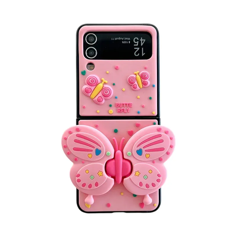 Three-dimensional folding bow stand phone case for Samsung ZFlip5 Crossbody rope 3 generation ZFlip4/3 fall protection case