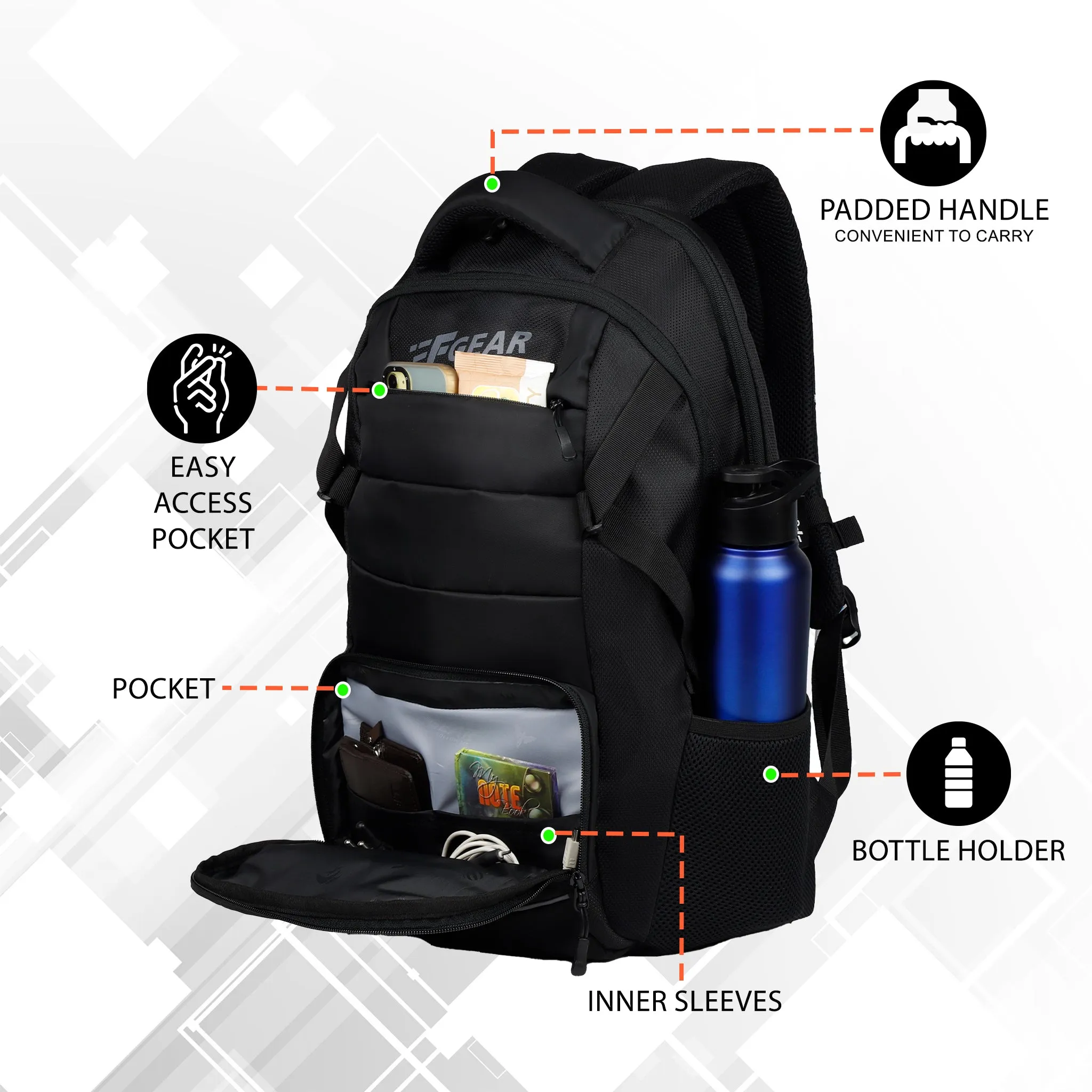 Trofeo 30L Black Laptop Backpack