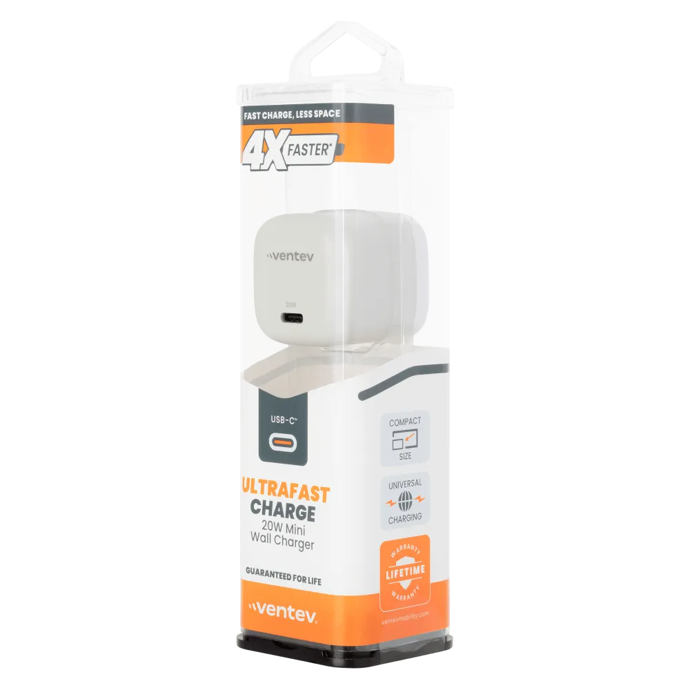 Ventev 20W ULTRAFAST USB C Universal Mini Wall Charger White by Ventev
