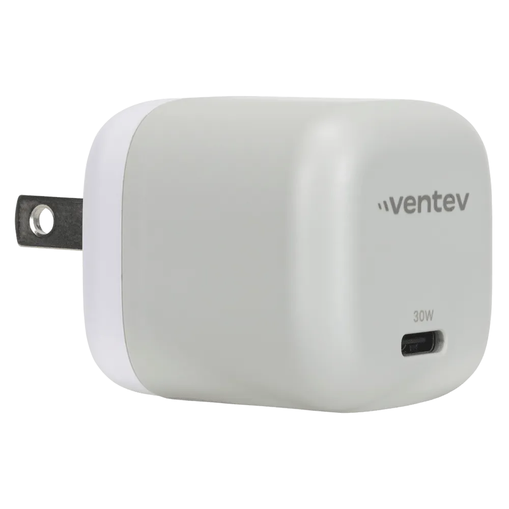 Ventev 30W ULTRAFAST USB C Universal GaN Mini Wall Charger White by Ventev