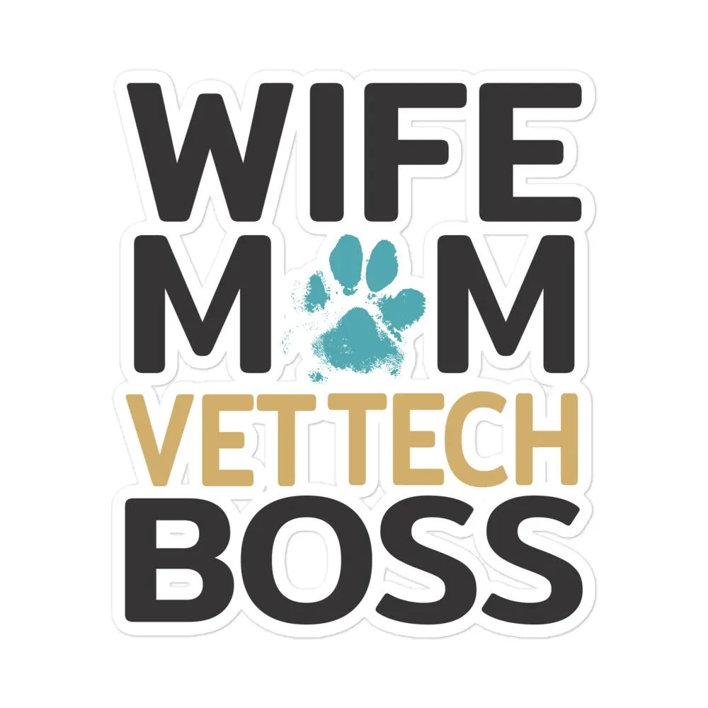 Wife, Mom, Vet Tech Bubble-free stickers