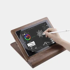 Wooden Laptop and Tablet Stander - Walnut and Beech Stand with 4 Levels of Adjustable Height