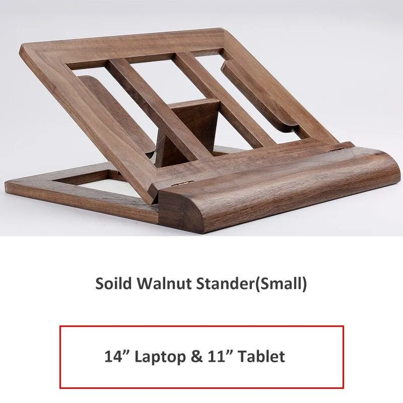 Wooden Laptop and Tablet Stander - Walnut and Beech Stand with 4 Levels of Adjustable Height