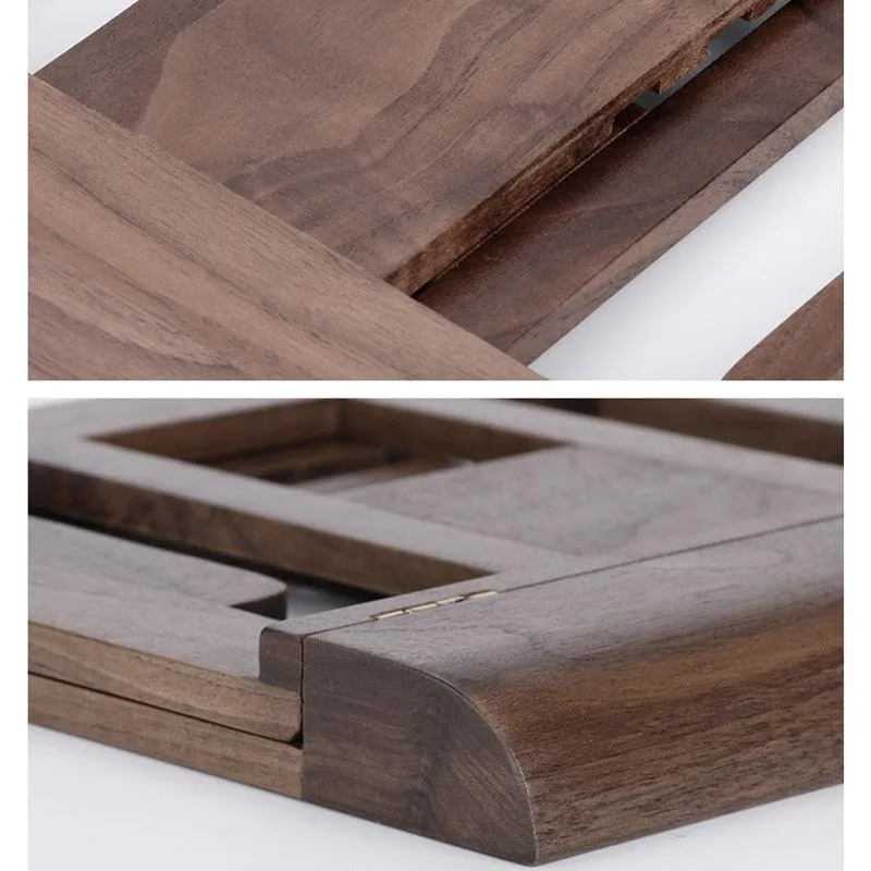 Wooden Laptop and Tablet Stander - Walnut and Beech Stand with 4 Levels of Adjustable Height