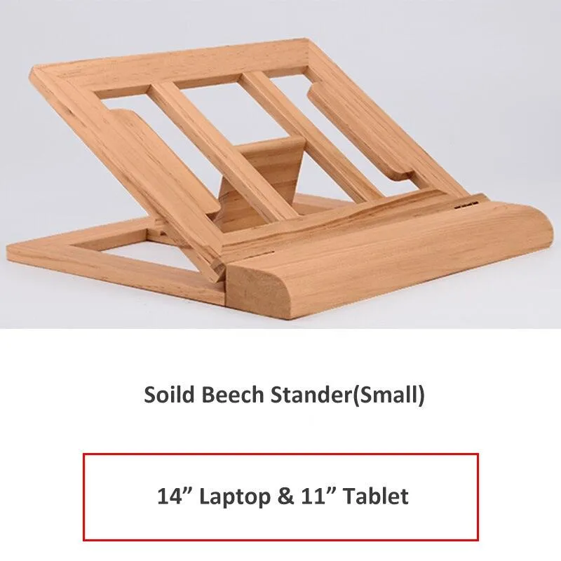 Wooden Laptop and Tablet Stander - Walnut and Beech Stand with 4 Levels of Adjustable Height