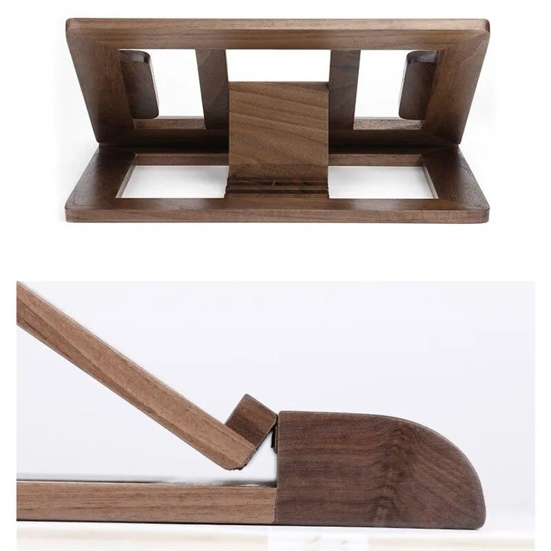 Wooden Laptop and Tablet Stander - Walnut and Beech Stand with 4 Levels of Adjustable Height